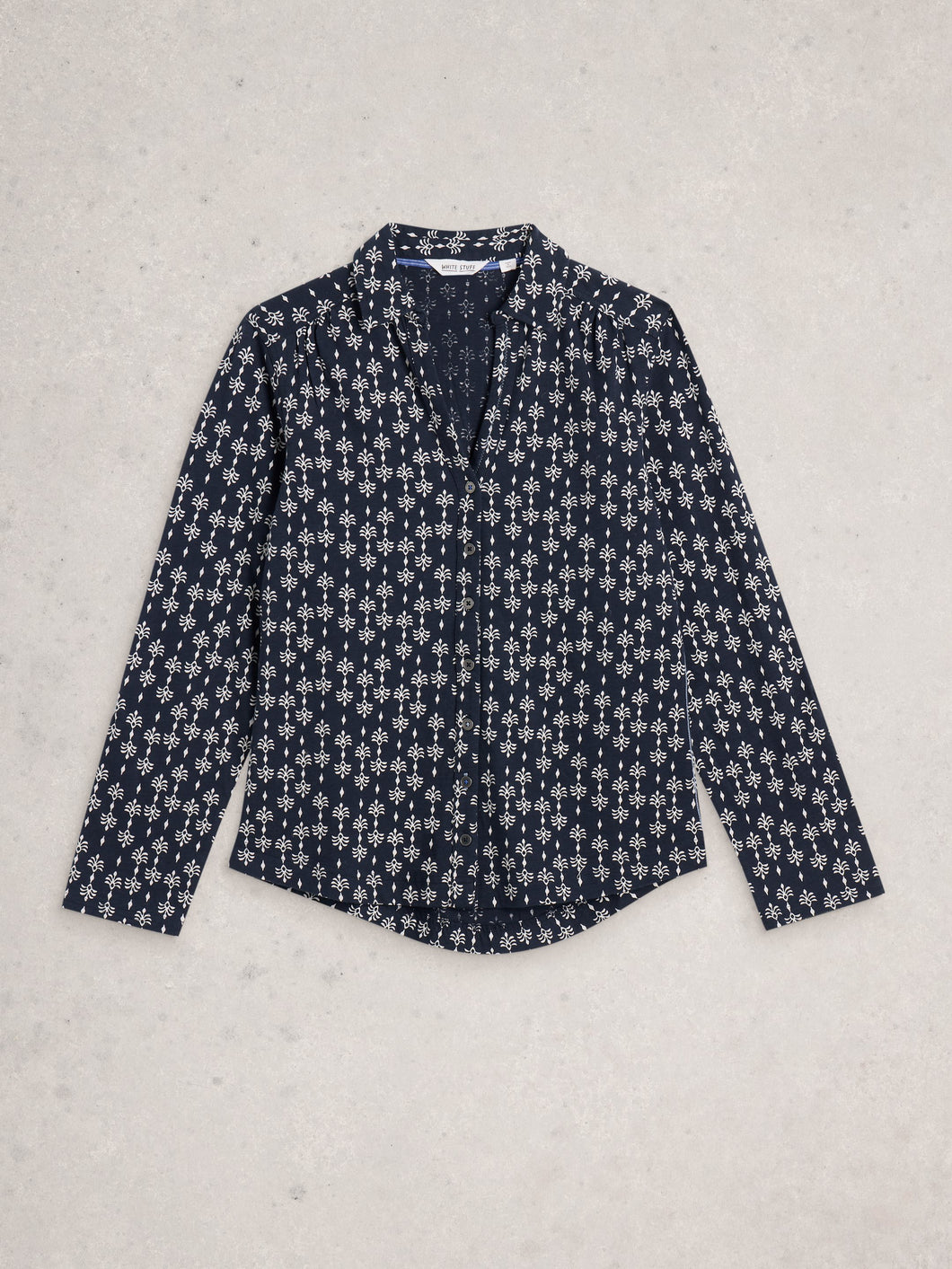 White Stuff UK Annie Jersey Shirt Navy Print