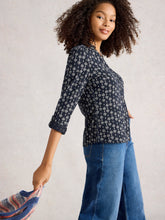 Load image into Gallery viewer, White Stuff UK Annie Jersey Shirt Navy Print

