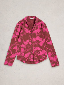 White Stuff UK Annie Jersey Shirt Plum Print