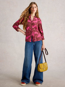 White Stuff UK Annie Jersey Shirt Plum Print