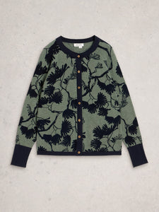 White Stuff UK Lulu Print Cardi Green Print