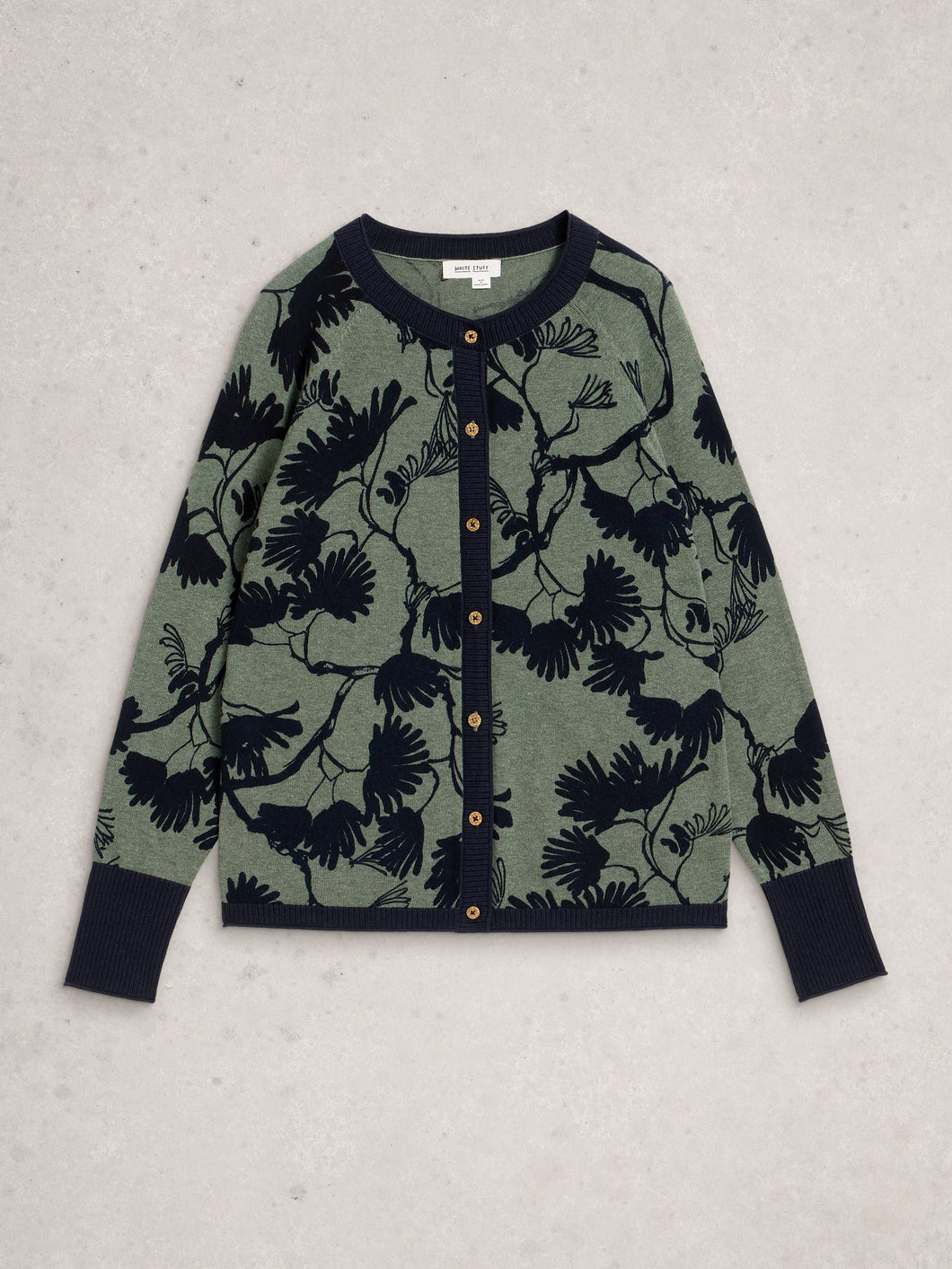 White Stuff UK Lulu Print Cardi Green Print