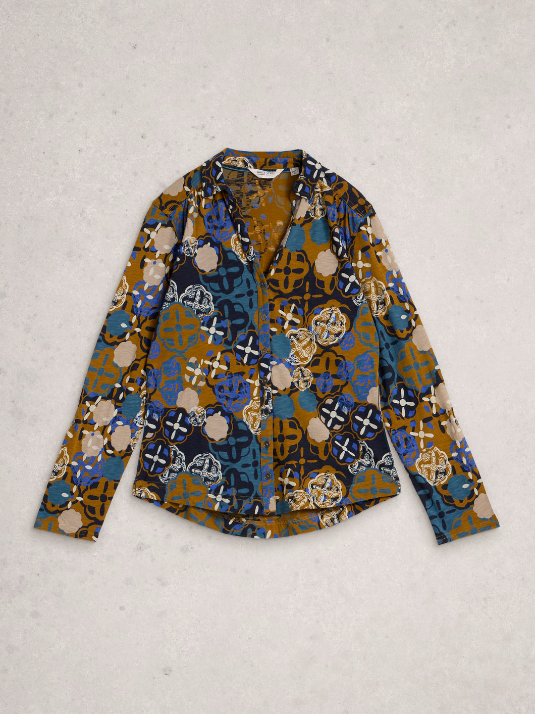 White Stuff UK Annie Jersey Shirt Chartreuse Multi