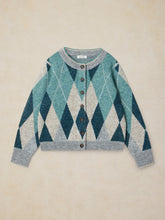 Load image into Gallery viewer, White Stuff UK Argyle Check Cardi Blue Multi
