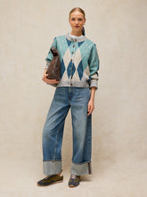Load image into Gallery viewer, White Stuff UK Argyle Check Cardi Blue Multi
