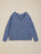 Load image into Gallery viewer, White Stuff UK Texture V Neck Sweater Mid Blue
