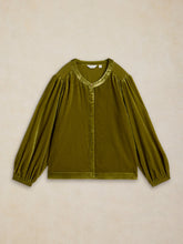 Load image into Gallery viewer, White Stuff UK Lana Velvet Top Mid Green
