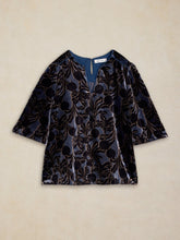 Load image into Gallery viewer, White Stuff UK Nova Velvet Shell Top Blue Print
