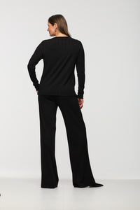Beddome Luxe Rib Boat Neck Top Black
