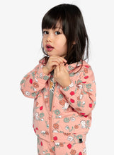 Load image into Gallery viewer, Deux Par Deux Cats and Flower Print Zip Hoodie
