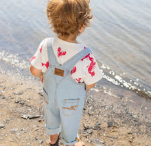 Load image into Gallery viewer, Souris Mini Stripe Denim Overalls and Lobster Print Tee

