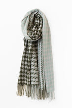 Load image into Gallery viewer, Houndstooth Fringe Scarf

