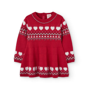 Boboli Fairisle Red Sweaterknit Dress and Tights