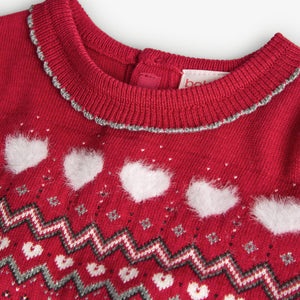 Boboli Fairisle Red Sweaterknit Dress and Tights