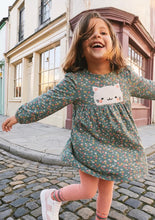Load image into Gallery viewer, Deux Par Deux Sherpa Cat Floral Dress

