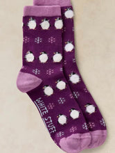 Load image into Gallery viewer, White Stuff UK Fluffy Penguin Ankle Sock Purple Multi
