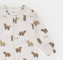 Load image into Gallery viewer, Petit Lem Highland Cow LunaKnit Sleeper Beige
