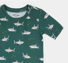 Load image into Gallery viewer, Petit Lem Shark Print Summer Pyjamas
