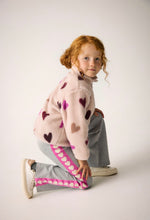 Load image into Gallery viewer, Minymo Heart Print Sherpa Jacket Violet
