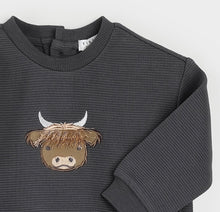 Load image into Gallery viewer, Petit Lem Highland Cow Sweatshirt and Pant
