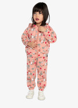 Load image into Gallery viewer, Deux Par Deux Cats and Flower Print Zip Hoodie
