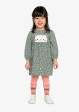 Load image into Gallery viewer, Deux Par Deux Sherpa Cat Floral Dress
