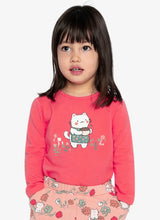 Load image into Gallery viewer, Deux Par Deux Cute Cat Tee Coral
