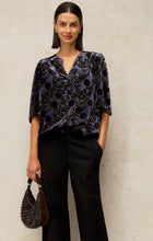 Load image into Gallery viewer, White Stuff UK Nova Velvet Shell Top Blue Print
