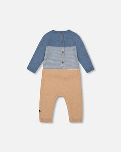 Deux Par Deux Baby Sweater Knit Colorblock Playsuit