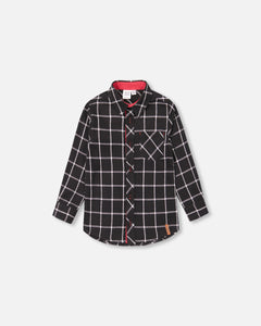 Deux Par Deux Plaid Flannel Shirt Black