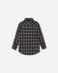 Deux Par Deux Plaid Flannel Shirt Black