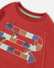 Load image into Gallery viewer, Deux Par Deux Dinos and Ladders Tee Auburn Red
