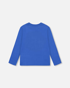 Deux Par Deux Roaring T-Rex Tee Cobalt Blue