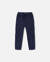 Load image into Gallery viewer, Deux Par Deux Stretch Twill Cargo Joggers Navy
