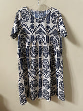 Load image into Gallery viewer, Pistache Light Cotton Print Dress Tribal Navy
