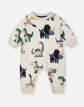 Load image into Gallery viewer, Deux Par Deux Dino Print Fleece Playsuit
