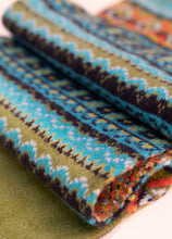 Load image into Gallery viewer, Powder UK Fairisle Scarf Teal Mix
