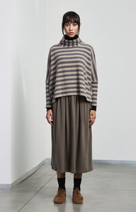 Neirami Stripe Soft Turtleneck Sweater Taupe/Grey