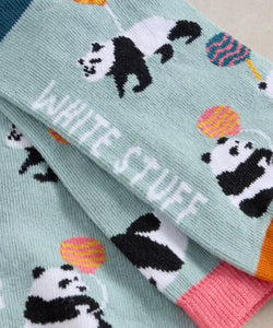 White Stuff UK Party Panda Ankle Sock Blue Multi