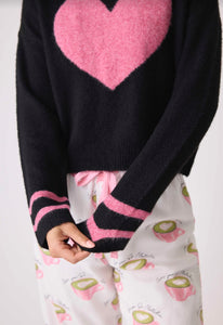 PJ Salvage Pink Heart Plush Sweater