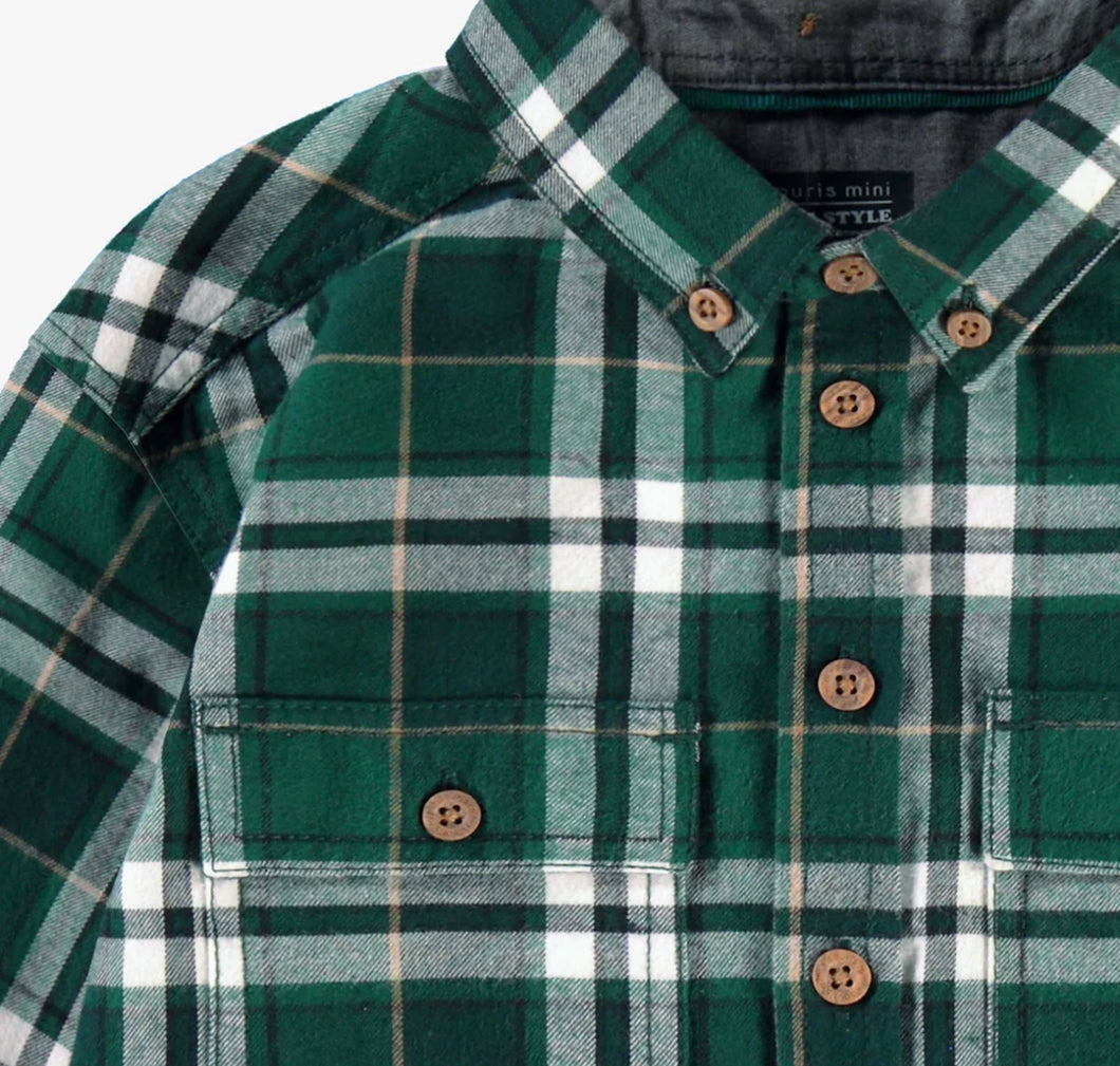 Souris Mini Plaid Shirt Green