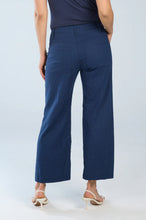 Load image into Gallery viewer, Brenda Beddome Crop Wide Leg Linen Pant Deep Blue
