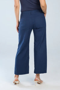 Brenda Beddome Crop Wide Leg Linen Pant Deep Blue