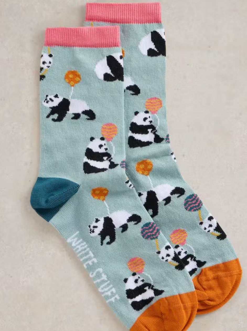 White Stuff UK Party Panda Ankle Sock Blue Multi