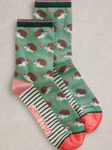 Load image into Gallery viewer, White Stuff UK Hedgehog Ankle Sock Green Multi
