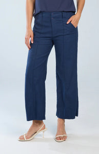 Brenda Beddome Crop Wide Leg Linen Pant Deep Blue