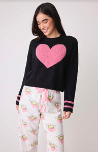 PJ Salvage Pink Heart Plush Sweater