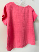 Load image into Gallery viewer, Mes Soeurs et Moi Herisson Nectarine Grid Print Linen Top
