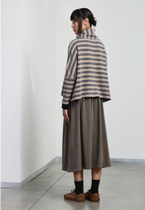 Neirami Stripe Soft Turtleneck Sweater Taupe/Grey