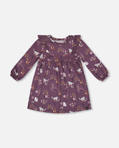 Deux Par Deux Cat Print Dress and Tights